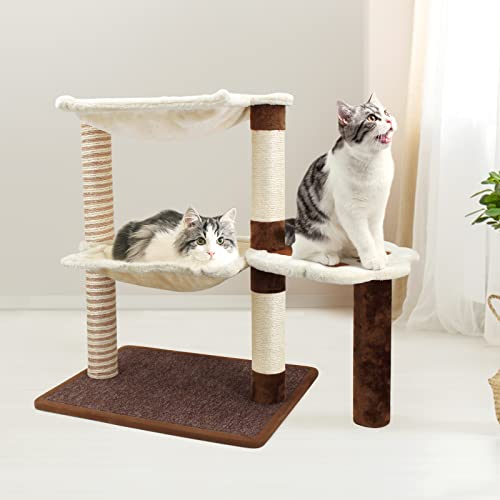 Rascador para gatos con hamaca y poste de sisal natural miniatura 6