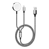WATOE Watch Charger Magnetic 2 in 1 Wireless Charging Cable for iWatch Series 6/SE/5/4/3/2/1, Competible with iPhone 11/11 Pro/XR/XS/XS Max/X/8/8Plus/7/7Plus/6/6Plus/5…