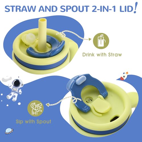 Image of 14 oz Toddler Tumbler with Handle, 2 Pack Kids Straw Cups with Sippy Lid