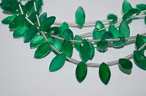 Onyx vert perle marquise facettée side drill fil de pierre naturelle