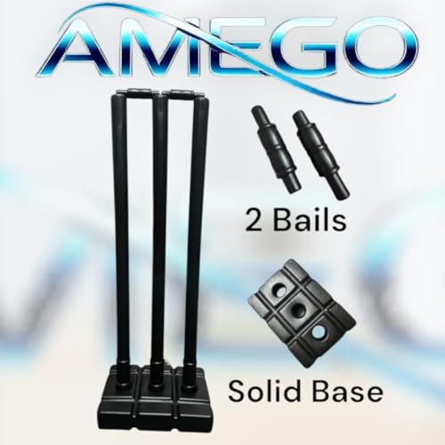 Image of AMEGO Cricket Stumps with Stand Cricket Kit Plastic Wickets for Cricket Standard Wickets for Cricket Ground, Match, Tournament Stump with Stand & Bails- Fluorescent Green -Plastic Wickets Set