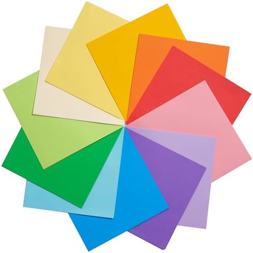 Papel de origami de colores, 120 hojas, 12 colores brillantes, 6 ...