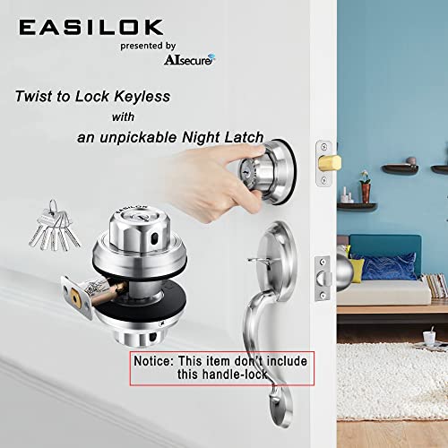 Easilok Twist To Lock Deadbolt Lock Keyless,Either Keeping Front Door Lock Locked As Well Unlocked Status As You Want By Child Safety Lock-Dead-Button On Interior Door Knob,Single Cylinder #TOP2