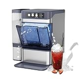 Controsoffitto Nugget Ice Maker 37.5Lbs Daily Soft Chewable Pebble Ice 17Kg Output Autopulente Funzionamento Silenzioso 10 Min Ghiaccio Rapido con Settore Acqua Rimovibile per Home Party Camping