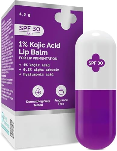 1% Kojic Acid Lip Balm I With Alpha Arbutin & Hyaluronic Acid I SPF 30 PA++|Treats Pigmentation|Gives Moisturized Lips|Off White|Travel Friendly|For Dark & Pigmented Lips|4.5 g