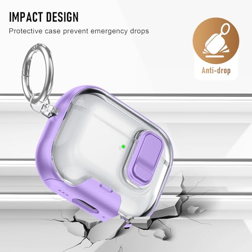 Image of Compatible Airpods Pro 3 Case (2025) with Phone Stand & Cleaner Kit,Print Soft Silicone Lock Clip Apple AirPods Pro 3rd Generation Case, Airpod Pro 3 Cover with Keychain for Women /Girls,Purple