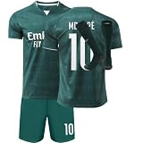 KISRAS No #10 Auswarts 26/27 Kinder Trikot Shorts und Socken Kinder und Jugend Größe (Grün,26)