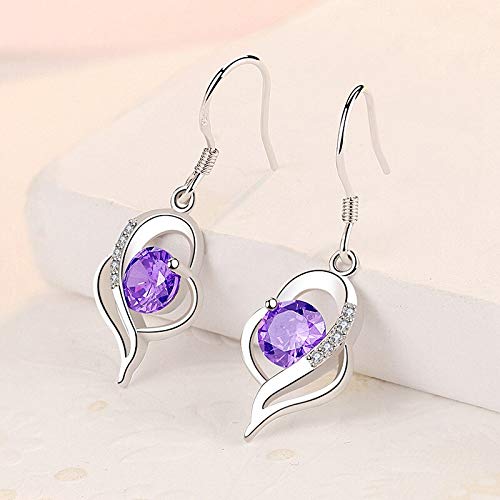 Bijoux de mariage boucles d'oreilles pendantes cristal bleu argent 925 femme