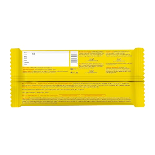 Image of Yogabar Crunch Mixed Berries Protein Bar | No Added Sugar | 10g Protein | High Fibre | Gluten Free Snack | 50g each, Pack of 1