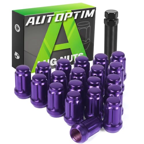 Image of AUTOPTIM M12x1.5 Spline Lug Nuts - 20Pcs Purple Closed End Nuts with Socket | Replacement for Honda Accord CRV Civic Pilot Chevy Impala Malibu Acura, 6 Point Conical Seat Aftermarket Wheel Tire Nuts