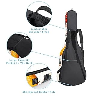 Housse de transport rembourrée en tissu Oxford imperméable pour guitare avec bandoulière réglable Motif poissons et… - Les Beatles, Paul McCartney, John Lennon, RIngo Starr, George Harrison Housse de transport rembourrée en tissu Oxford imperméable pour guitare avec bandoulière réglable Motif poissons et… – Image 3