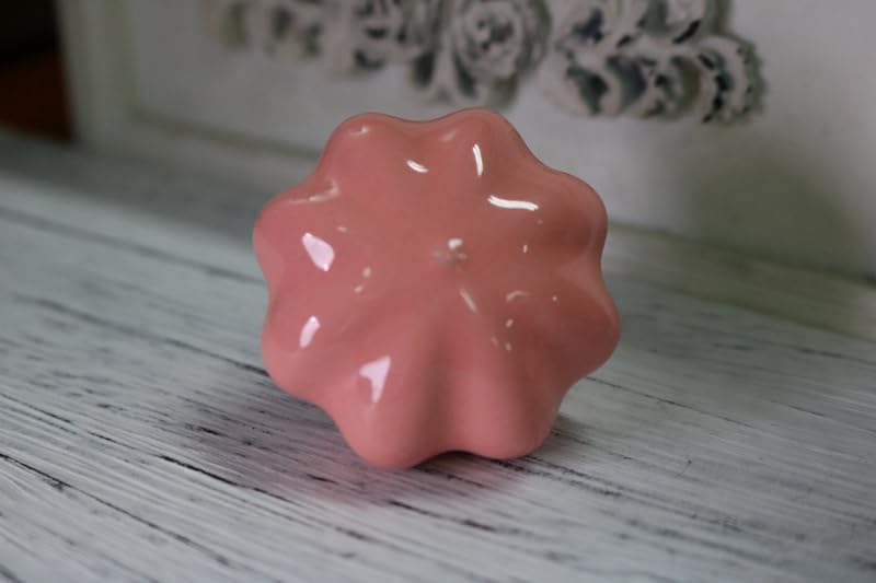 4pcs 43mm Ceramic pumpkin Flower Knob Cute Kid's Bedroom Cabinet Handles Dresser Drawer Closet Cupboard door Knob pull 6 color - (Color: E)