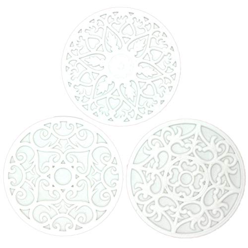 Smithcraft White Silicone Trivets Mats Set for Hot Pots and PansHot Pads for Hot DishesPot Holders for KitchenHot Mats for TableMulti-Use Intricately Carved FlexiblePack 3