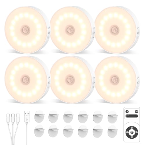 JVURICE Schranklicht mit Bewegungsmelder, 16 LEDs Schrankbeleuchtung mit Fernbedienung-10h Dauerlicht, 4 Timer-Stufen, Dual-Sensor (Licht/Bewegung)...