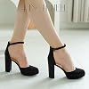 Ankis Black Platform Closed Toe Heels for Women, Womens Heels Closed Round Toe Chunky Block Pumps Shoes, 4 Inch
