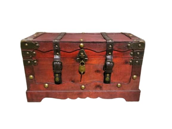 SESCO Vintage Look Holzkiste mit Vorhängeschloss in drei Größen (40x19x22cm)