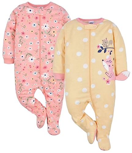 Image of Gerber Baby Girls 2-Pack Sleep 'N Play (Foxy Cute, 3-6 Months)
