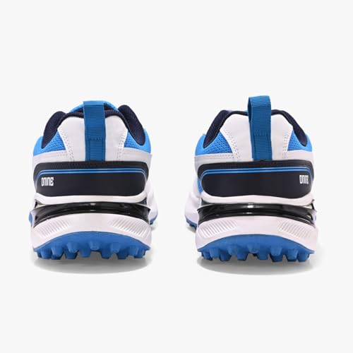 DNINE Blaster 2 | Premium Cricket Shoes by Deepak Chahar | Rubber Studs | Superior Grip and Performance | White and Navy Blue | US Sizes4