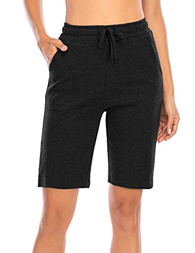 MIDOSOO Womens Cozy Banded Waist Running Fitness Workout Shorts with Pockets Black X-Large
