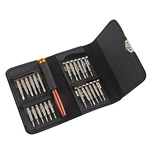 XYQCPJ Destornilladores Precisión 25 En 1, Magnetizador Portátil Herramientas DIY Multiuso con Delicado Bolso Pequeño De Cuero para Reloj Tablet PC Phone Cámara Cover