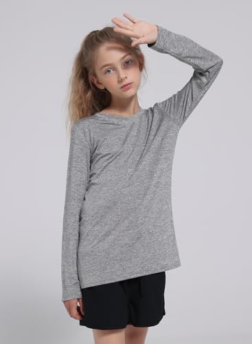 5 Pack: Youth Girls Long Sleeve Shirts Dry Fit Athletic T-Shirts Soft Active Performance Tees Tops for Kids Teens4