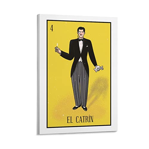 SUENOS EL Catrin Mexican Lottery Tarot Cards Canvas Art Poster and Wall Art Picture Print Modern Family Bedroom Decor Posters 16x24inch(40x60cm)