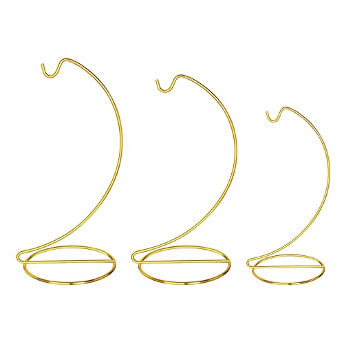 ZEERSHEE 3 Pack Gold Ornament Display Stands Hanging Hook for Air Plants, Terrariums Hanger, Glass Witch Balls, Home Wedding Christmas Decoration (9/7.9/6.3 Inch)