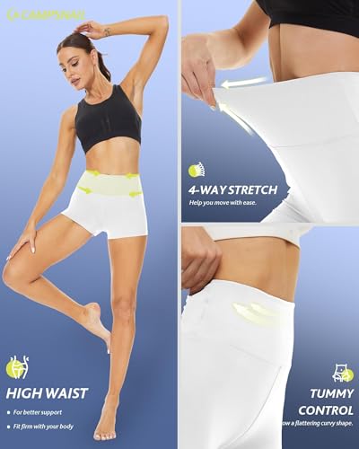 CAMPSNAIL Workout Biker Shorts Women - 3"/5"/8" High Waisted Tummy Control Spandex Booty Volleyball Shorts for Yoga Dance