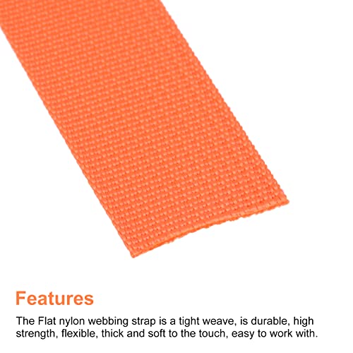 Image of MECCANIXITY Flat Nylon Webbing Strap 1 Inch 10 Yards Neon Orange for Backpack, Luggage-rack