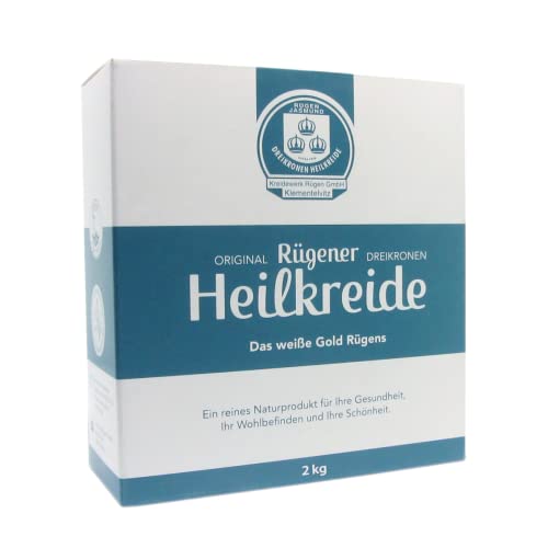 Rügener Heilkreide Merasan Original Rügener Dreikronen Heilkreide Pulver 2 kg – Basische Schlämmkreide Kreidepulver für die Pflege – Vegan