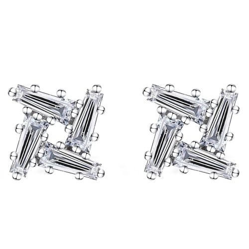 Moissanite Stud Earrings for Women, DF/VVS Clarity, Sterling Silver with 18K White Gold Plated