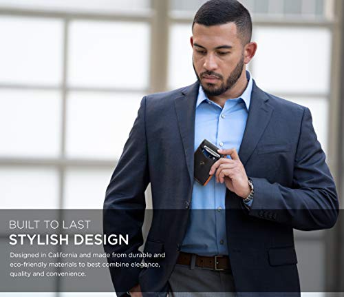 Suavell Leather Slim Wallets For Men. Wallet Card Holder With Money Clip. Low Profile Rfid Wallet Minimalist Wallet (Obsidian Bronze Odyssey) #TOP1