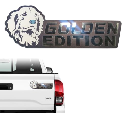 Image of Dog Edition 3D Car Badge, Laser Cutting Emblem, Cute Dogs Decals (Golden Retriever)