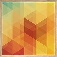 SIGNWIN Framed Canvas Wall Art Yellow, Orange, Red and Green Color Blocks and Triangles Geometric Shapes Illustrations Pop Art Modern Colorful for Living Room, Bedroom, Office - 16