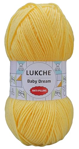 Image of Baby Dream Soft Yarn - 100% Acrylic, Premium Anti-Pilling, 3.5 oz (100g), 273 yds - Soft Yarn for Crochet and Knitting Projects (Baby Yellow, 1 Skein)