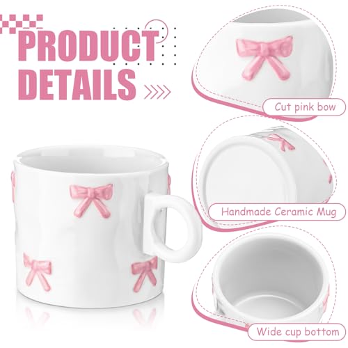 Taza de cerámica rosa Jingmore con lazo 11oz miniatura 3