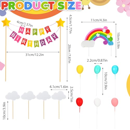 15Pcs Rainbow Cake Topper Kit happy birthday cake toppers - image 2