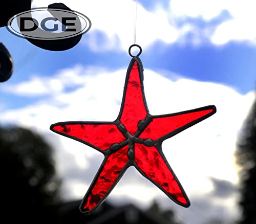 Dge Distribution Stained Glass Starfish Suncatcher Red 3" - Coastal Home Decor, Bedroom Decor, Kitchen Decor - Hanging Window Decor #TOP1