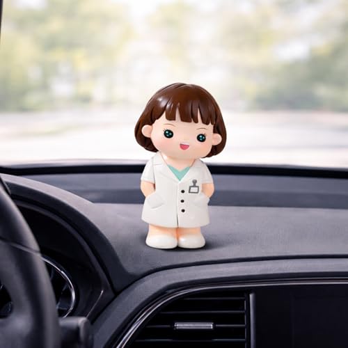 Image of YOURKARTS.COM Small PVC Female Doctor Figurine - Cute Medical Desk Decor, Mini Doctor Statue for Office, Home Decor & Car Dashboard Decoration