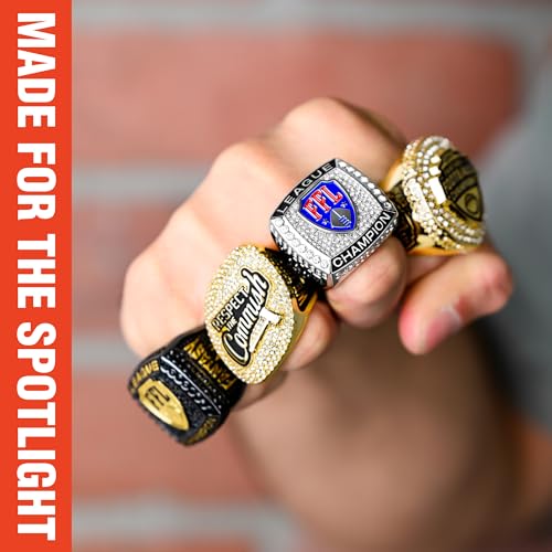 Image of TrophySmack Fantasy Football Stunna Championship Ring - Size 12 FFL Ring (Black /Gold Finish)