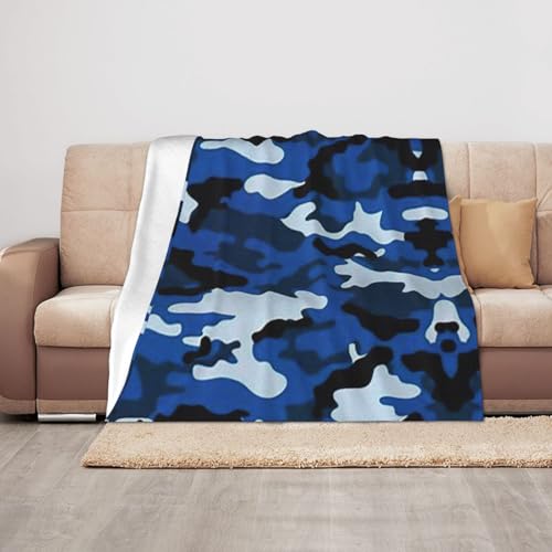 Couverture douillette haut de gamme camouflage bleu en format compact nomade - 2
