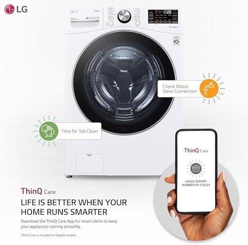 LG WM4200HWA 5.0 cu ft Front‑Load Washer – ENERGY STAR, Steam Wash, Allergiene Cycle, Large Capacity, SmartThinQ Wi‑Fi Enabled, White