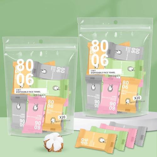 Toalha Facial Comprimida 20 Peças, Toalhetes Faciais, Kit Portátil De Limpeza De Viagem, Pano Remove