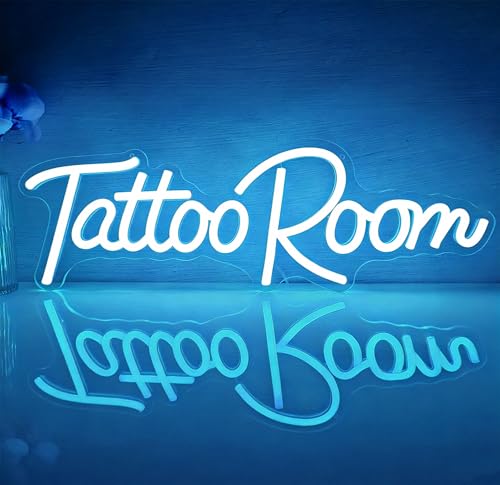 Image of Tattoo Salon LED Neon Sign | 16.5x5.8 Inch Dimmable Wall Decor Light USB Powered Shop Window Light Up Sign, Gifts for Tattoo Artists
