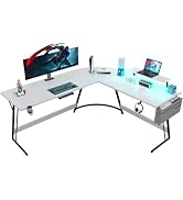 JUMMICO Gamingtafel 160 cm met led- en monitorstandaard, hoekbureau met opbergtas, groot, L-...