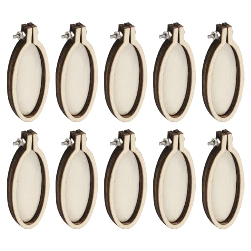 Aros de bordado mini ovalados verticales de madera en pack de 10 unidades para punto de cruz