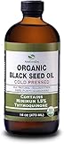 Organic Black Seed Oil - USDA Certified Cold Pressed Glass Bottle Over 1.5% Thymoquinone 3X strength Turkish Black Cumin Nigella Sativa non-GMO 100% Pure Blackseed Oil (32oz Glass (2X16) Bottle)