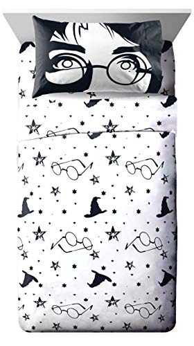 Image of Jay Franco Harry Potter Always 5 Piece Full Bed Set - Includes Reversible Comforter & Sheet Set - Bedding Features Harry Potter Glasses - Super Soft Polyester (Official Harry Potter Product)