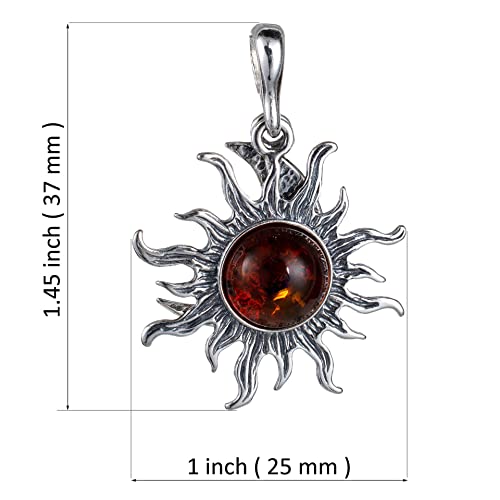 BALTICANA JEWELRY Pendentif Soleil et Croissant de Lune en Argent Sterling et Ambre de la Baltique – vue 6