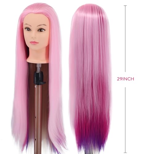 Cabeça de manequim com cabelo, cabeça de boneca de 73,7 cm para penteados cosmetologia, cabeça de ma